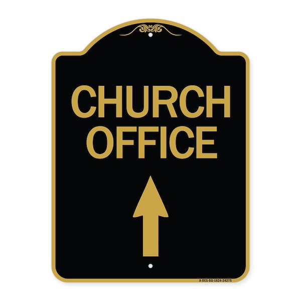 Signmission Designer Series Church Office W/ Up Arrow, Black & Gold Aluminum Sign, 18" x 24", BG-1824-24275 A-DES-BG-1824-24275 - main